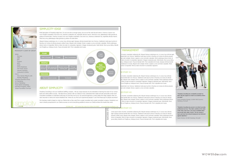 One-page marketing brochures: